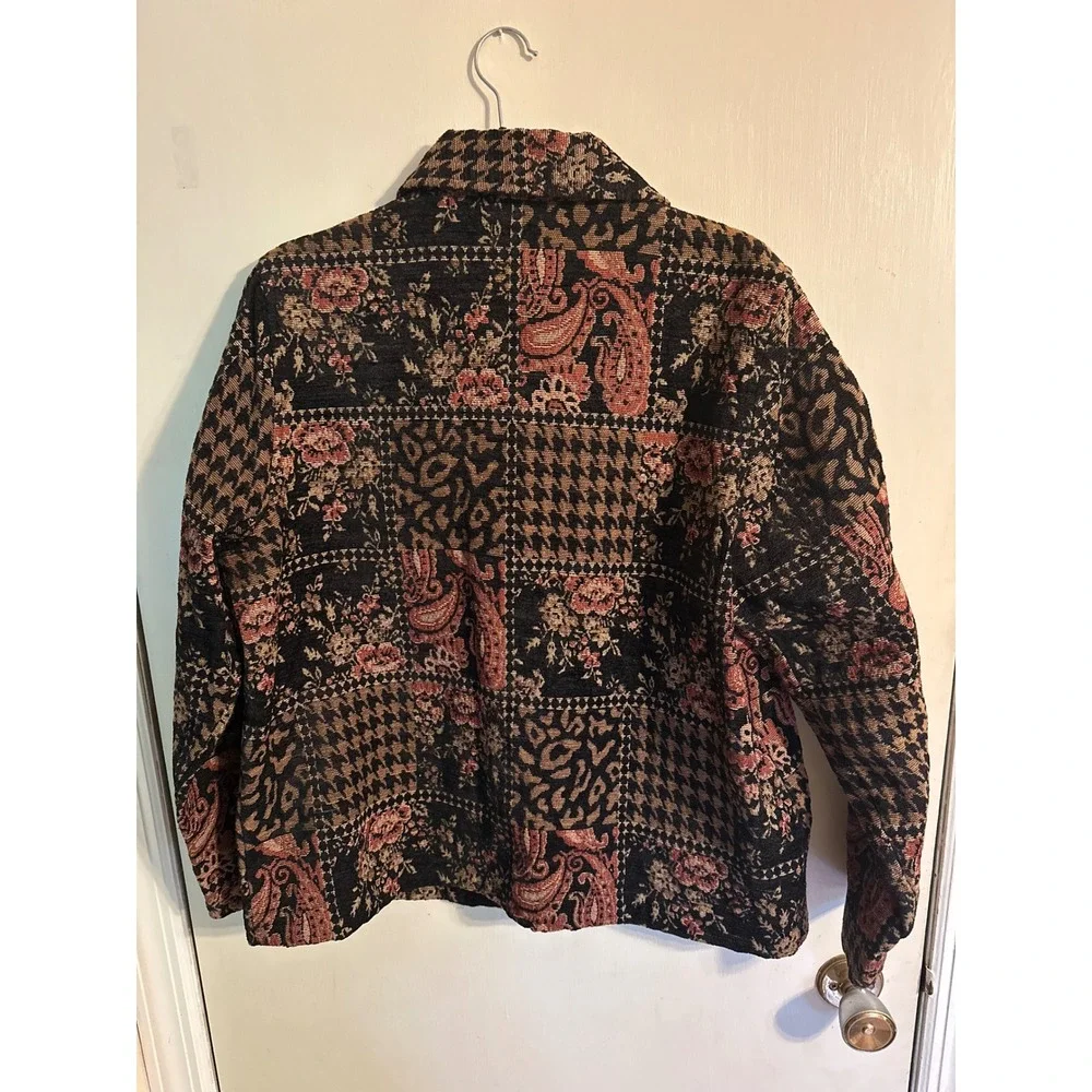 VINTAGE C.M.‎ Shapes Tapestry Jacket Floral Paisley Print Button Front Coat 18W